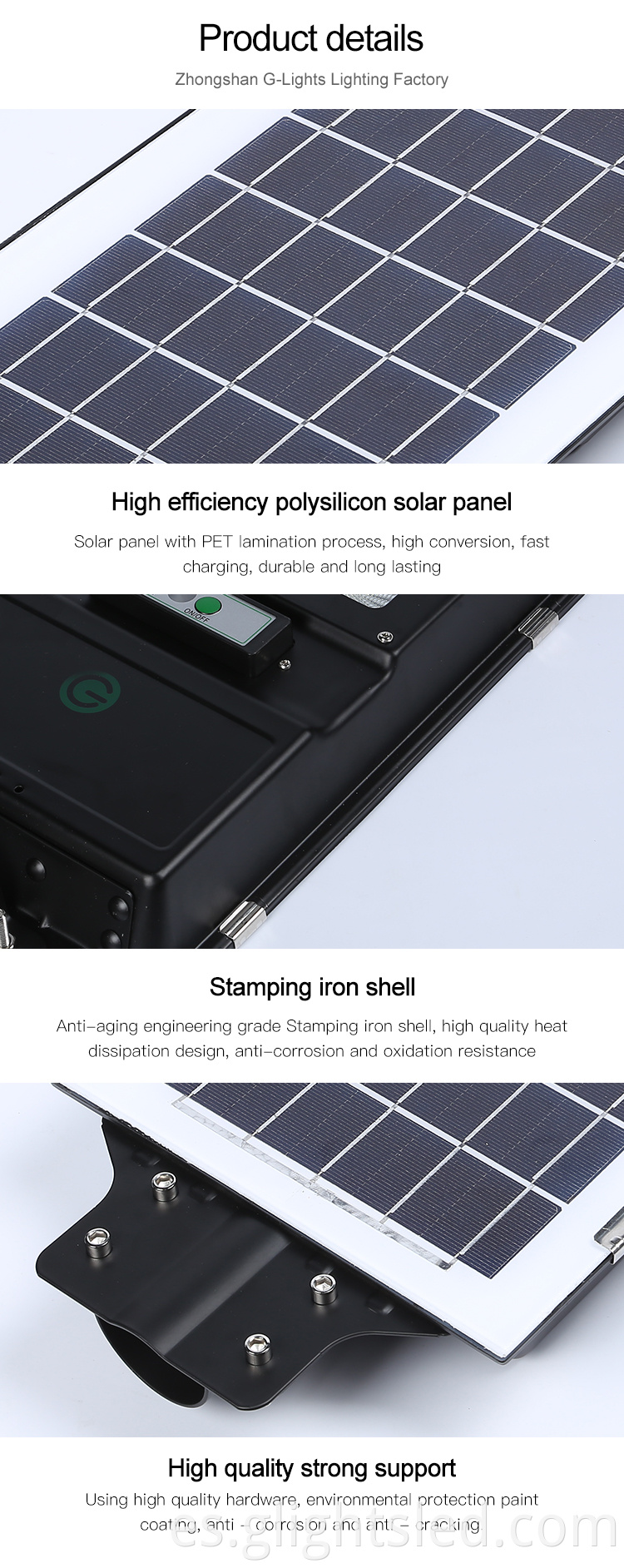 Nuevo diseño SMD SMD impermeable Sample Iron IP65 todo en una lámpara de calle LED solar de 80W 100W